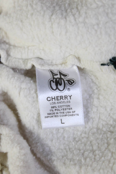 Cherry Unisex Sweat Shorts White 99% Cotton 80s Size L