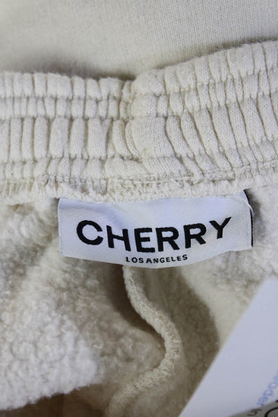 Cherry Unisex Sweat Shorts White 99% Cotton 80s Size L