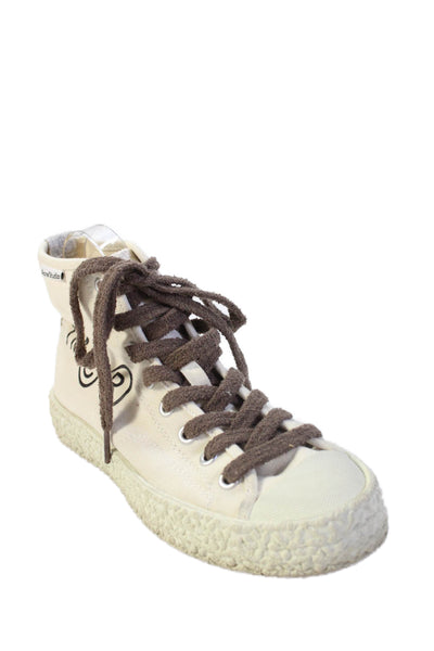 ACNE Studios Womens Ballow High-Top Lace-Up Casual Sneakers Cream Size 7
