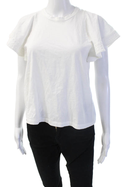 ALC Womens Basic White Cotton Crew Neck Short Sleeve T Shirt Size XS