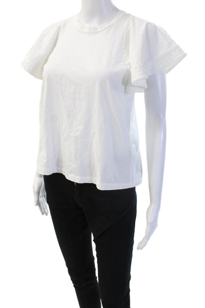 ALC Womens Basic White Cotton Crew Neck Short Sleeve T Shirt Size XS