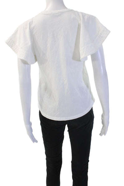 ALC Womens Basic White Cotton Crew Neck Short Sleeve T Shirt Size XS