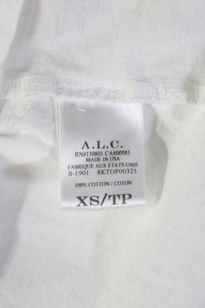 ALC Womens Basic White Cotton Crew Neck Short Sleeve T Shirt Size XS