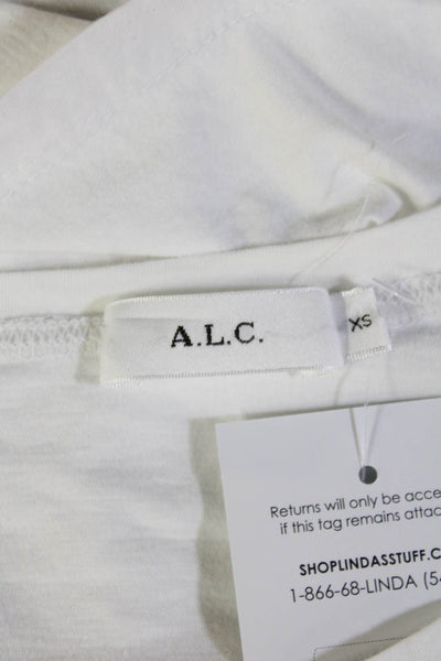 ALC Womens Basic White Cotton Crew Neck Short Sleeve T Shirt Size XS