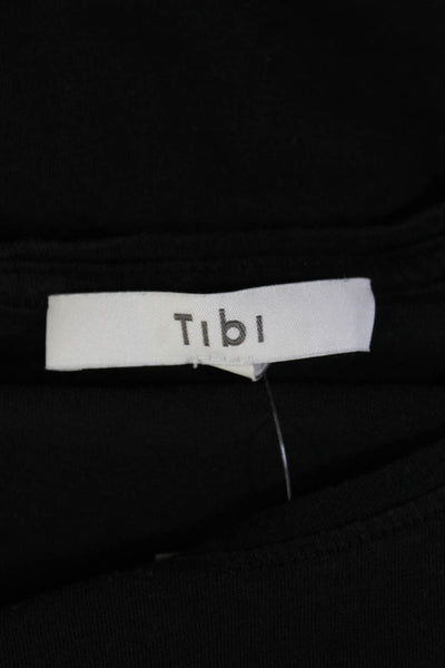Tibi Womens Basic Sleeveless Black Cotton Crew Neck T-Shirt Size S
