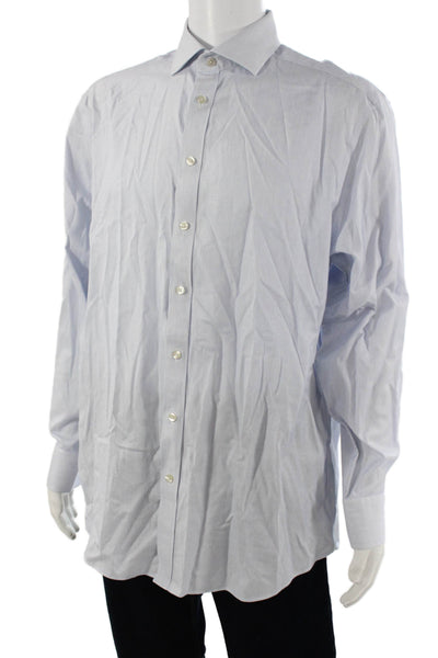 Charles Tyrwhitt Men Light Blue Striped Point Collar Dress Shirt Size 16.5