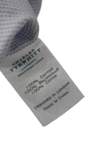 Charles Tyrwhitt Men Light Blue Striped Point Collar Dress Shirt Size 16.5