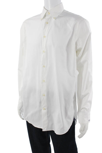 Charles Tyrwhitt Mens Button-Down Dress Shirt White Cotton Long Sleeve Size 16