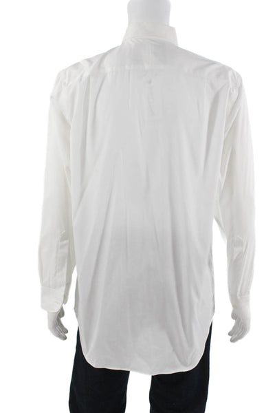Charles Tyrwhitt Mens Button-Down Dress Shirt White Cotton Long Sleeve Size 16