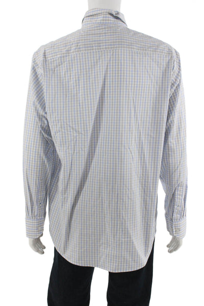 Twillory Mens Button-Down Light Blue Check 100% Cotton Long Sleeve Size 17