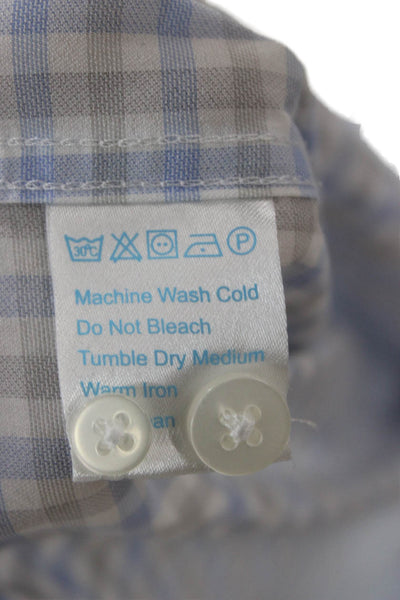 Twillory Mens Button-Down Light Blue Check 100% Cotton Long Sleeve Size 17