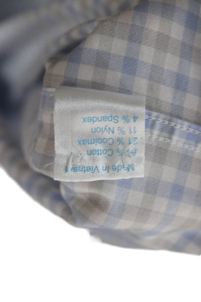 Twillory Mens Button-Down Light Blue Check 100% Cotton Long Sleeve Size 17