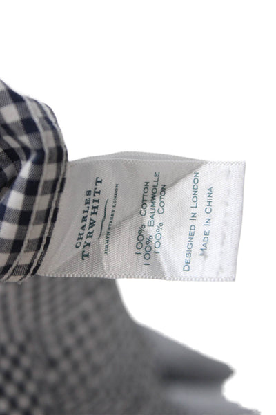 Charles Tyrwhitt Mens Button Front Collared Gingham Shirt Navy White Size Large