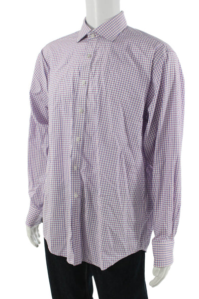 Twillory Men Button-Down Dress Shirt Blue Checked Collared Long Sleeve Size 17