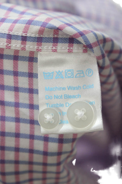 Twillory Men Button-Down Dress Shirt Blue Checked Collared Long Sleeve Size 17