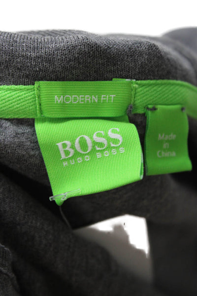 Boss Hugo Boss Mens Full-zip Hoodie Gray High Neck Cotton Blend Size 2XL