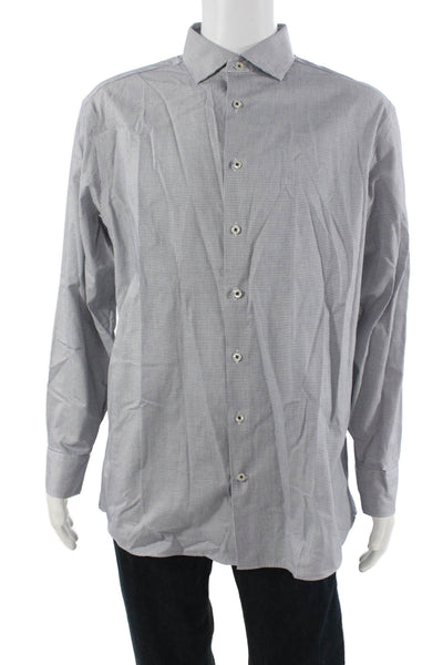 Charles Tyrwhitt Mens Point Collar Gray Cotton Dress Shirt Long Sleeve Size 17