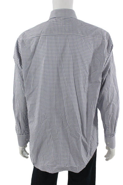 Twillory Mens Button-Down Dress Shirt Blue Check Long Sleeve Big Tall Size 17