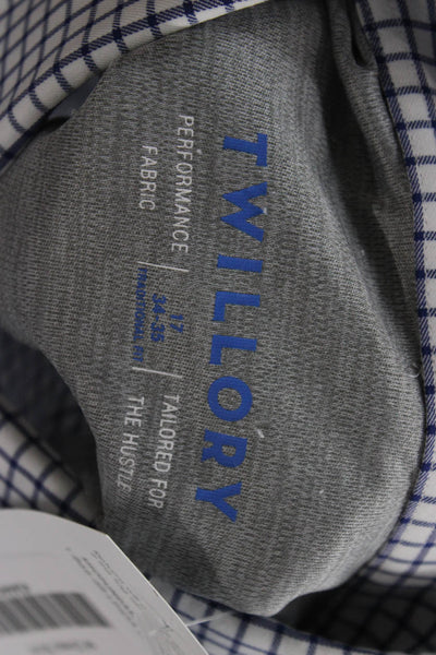 Twillory Mens Button-Down Dress Shirt Blue Check Long Sleeve Big Tall Size 17