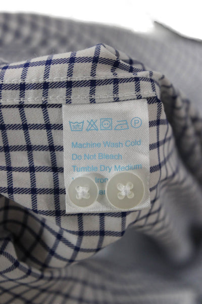 Twillory Mens Button-Down Dress Shirt Blue Check Long Sleeve Big Tall Size 17