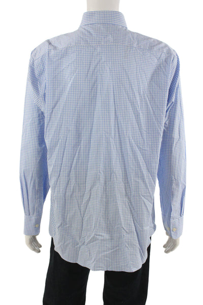 Twillory Mens Point Dress Shirt Light Blue Check Long Sleeve Big & Tall Size 17