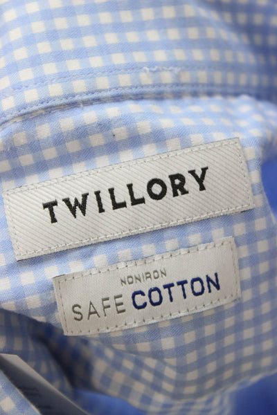Twillory Mens Point Dress Shirt Light Blue Check Long Sleeve Big & Tall Size 17