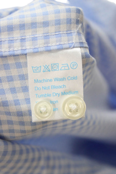 Twillory Mens Point Dress Shirt Light Blue Check Long Sleeve Big & Tall Size 17