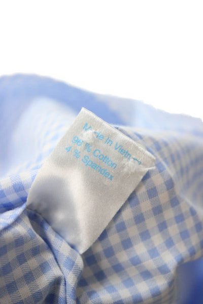 Twillory Mens Point Dress Shirt Light Blue Check Long Sleeve Big & Tall Size 17