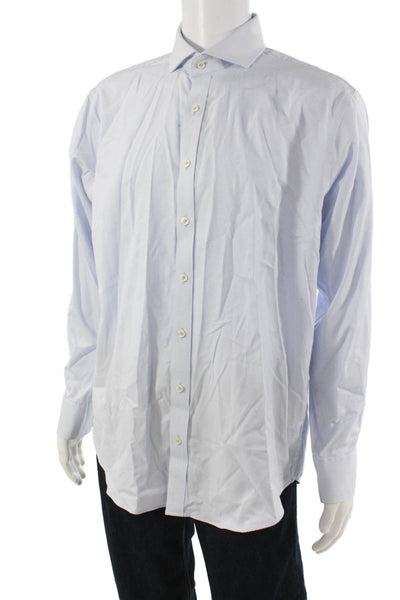 Twillory Mens Light Blue Polka Dot Dress Shirt Cotton Long Sleeve Size 17