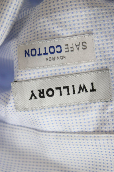 Twillory Mens Light Blue Polka Dot Dress Shirt Cotton Long Sleeve Size 17