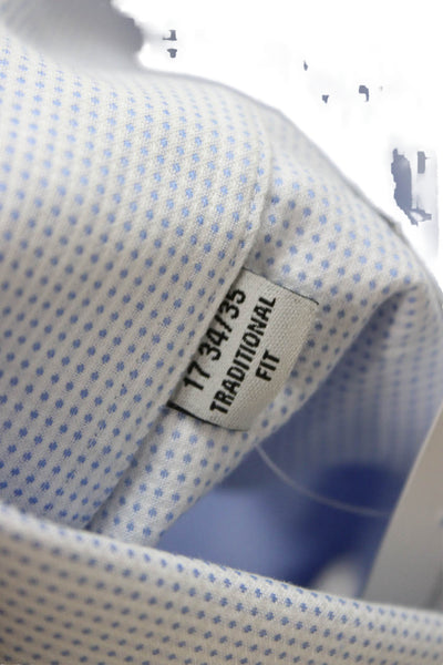 Twillory Mens Light Blue Polka Dot Dress Shirt Cotton Long Sleeve Size 17
