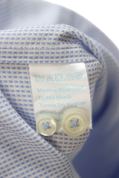 Twillory Mens Light Blue Polka Dot Dress Shirt Cotton Long Sleeve Size 17