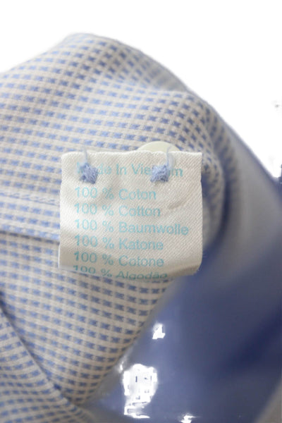 Twillory Mens Light Blue Polka Dot Dress Shirt Cotton Long Sleeve Size 17
