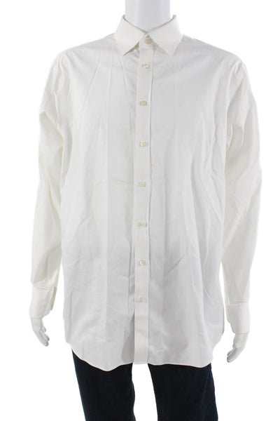 Charles Tyrwhitt Mens Point White Cotton Dress Shirt Long Sleeve Size 16.5