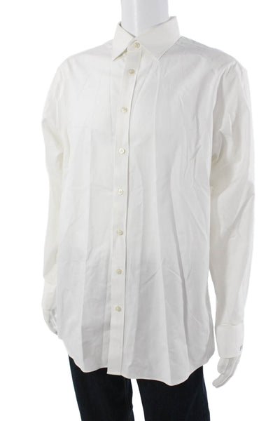 Charles Tyrwhitt Mens Point White Cotton Dress Shirt Long Sleeve Size 16.5