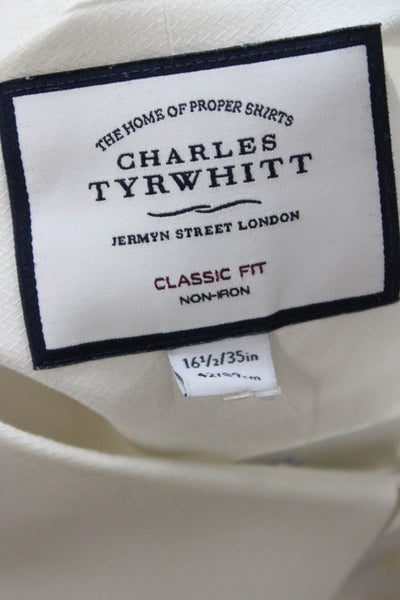 Charles Tyrwhitt Mens Point White Cotton Dress Shirt Long Sleeve Size 16.5