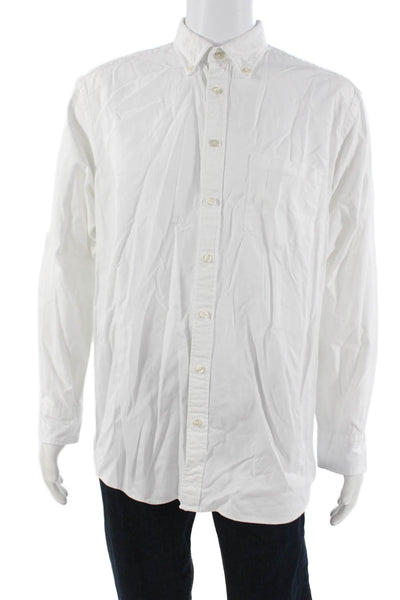 Charles Tyrwhitt Mens Button Front Collared Dress Shirt White Cotton Size Large