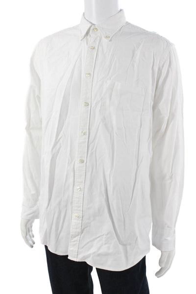 Charles Tyrwhitt Mens Button Front Collared Dress Shirt White Cotton Size Large