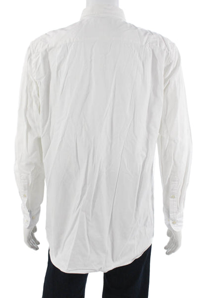 Charles Tyrwhitt Mens Button Front Collared Dress Shirt White Cotton Size Large