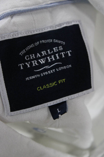 Charles Tyrwhitt Mens Button Front Collared Dress Shirt White Cotton Size Large