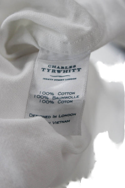 Charles Tyrwhitt Mens Button Front Collared Dress Shirt White Cotton Size Large