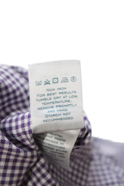 Charles Tyrwhitt Mens Button Front Collared Plaid Shirt Purple White Size Large