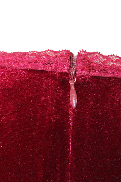 Ivy City Women A-Line V-Neck Long Red Dress Short Sleeve Size S