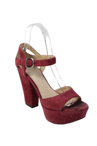 Via Spiga Womens Block Heel Platform Ankle Strap Sandals Pink Suede Size 5.5