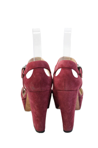 Via Spiga Womens Block Heel Platform Ankle Strap Sandals Pink Suede Size 5.5