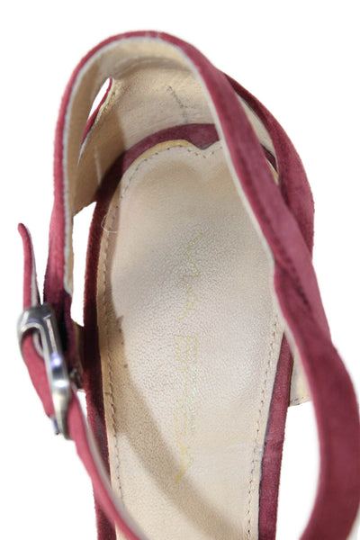 Via Spiga Womens Block Heel Platform Ankle Strap Sandals Pink Suede Size 5.5
