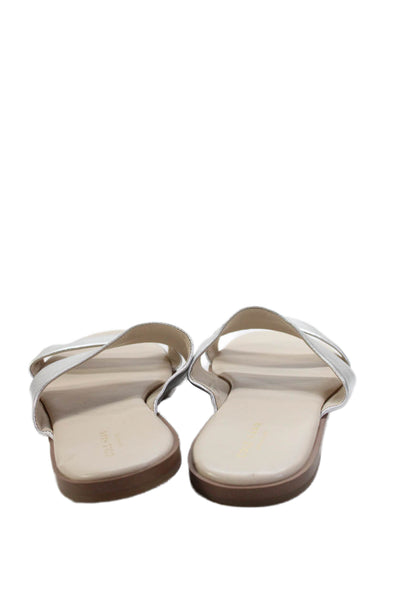 Cole Haan Womens Metallic Double Strap Slip On Sandals Silver Size 10.5