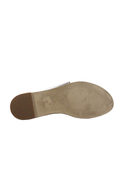 Cole Haan Womens Metallic Double Strap Slip On Sandals Silver Size 10.5