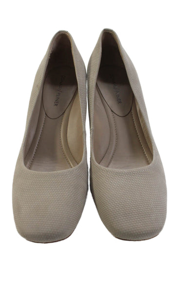 Donald J Pliner Womens Square Toe Slip On Heels Beige Size 11