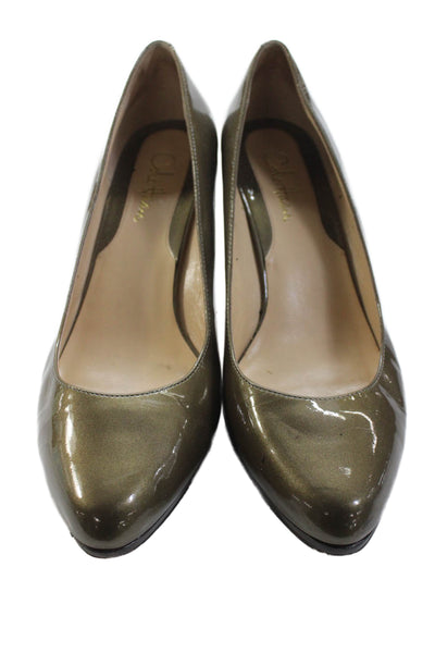 Cole Haan Womens Patent Leather Slip On Heels Green Size 11